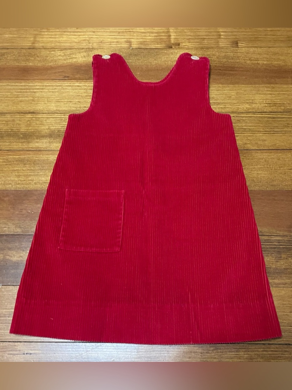 Vintage Imp Originals Red Corduroy Pinafore Dress with Patch Pocket Size 5